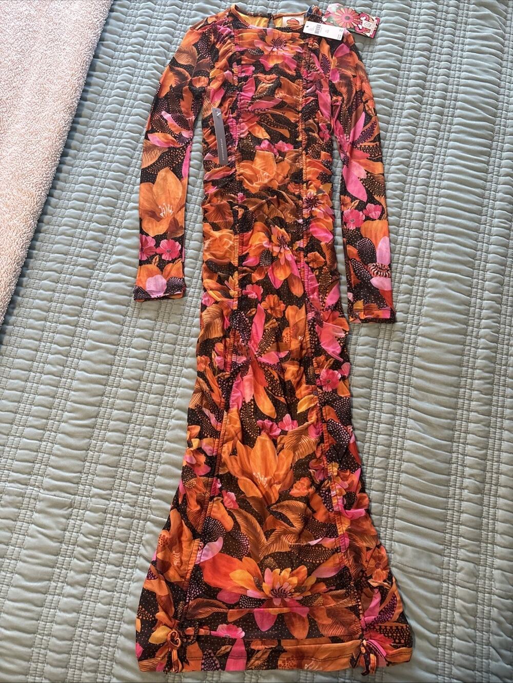 Farm Rio Anthropologie XXS Super Stretchy Lined NWT Tropical Floral Print Dress